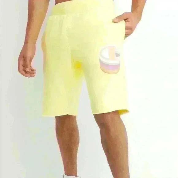 Champion Reverse Weave Cut-Off Sweat Shorts YELLOW 10" Puff C MENS Medium NWT - Picture 10 of 10